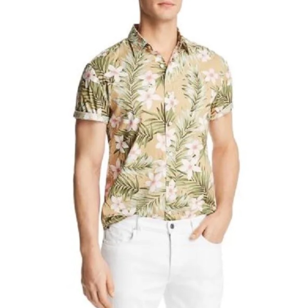 The Men's Store Bloomingdale's Jungle Print Shirt Khaki M #18